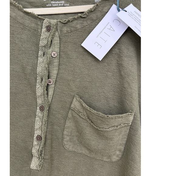 NWT Anthropology by Caite Nikola Tunic Olive Color Size XL Raw Hems - Picture 6 of 14
